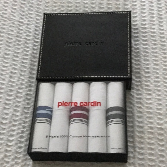Pierre Cardin Handkerchiefs Set Of 5 Men's 100% Cotton assorted With Gift Box - Picture 1 of 4